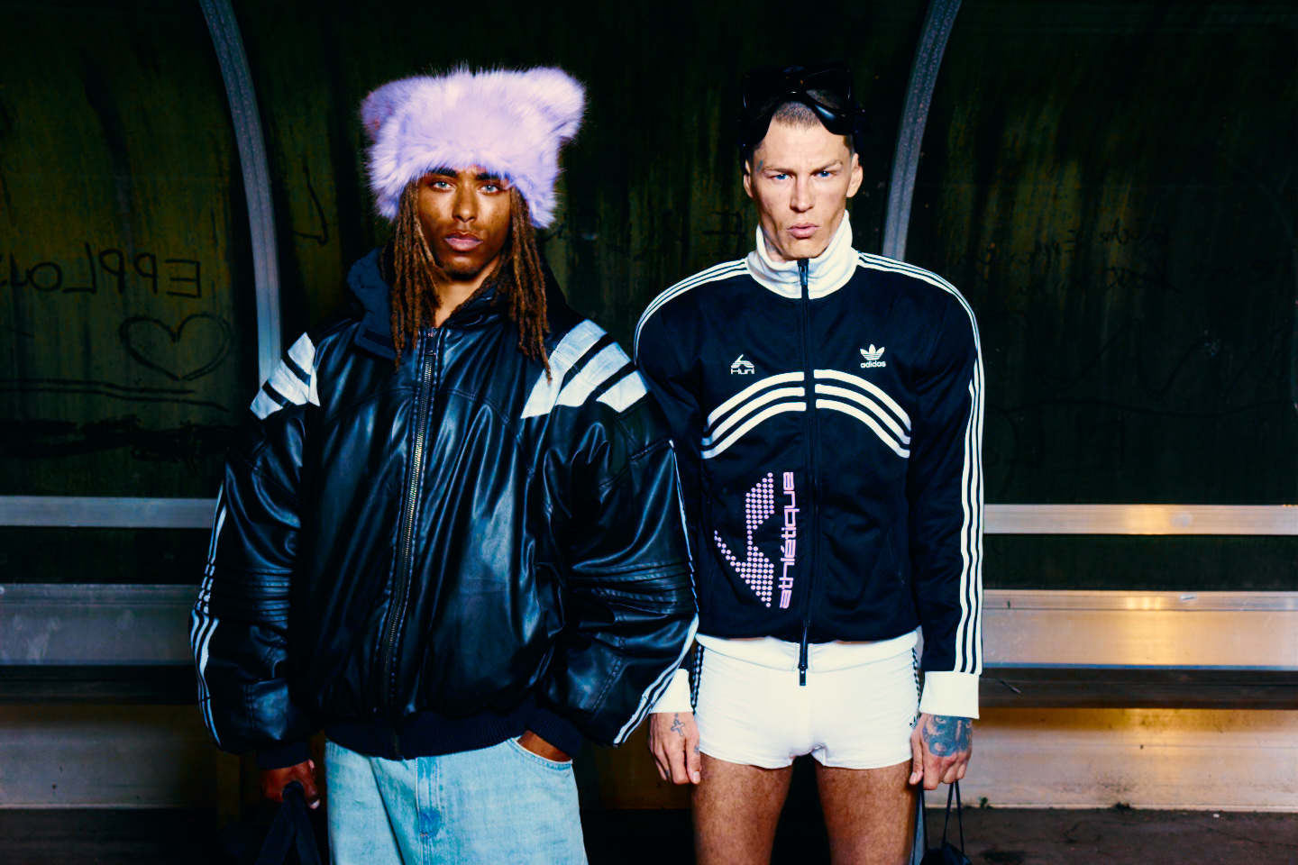 Adidas X Huni — two footballers in the dugout